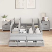 Berkfield Storage Bed Frame Grey Sonoma 120 cm Engineered Wood
