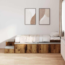 Berkfield Storage Bed Frame with Storage Old Wood 80 cm Engineered Wood