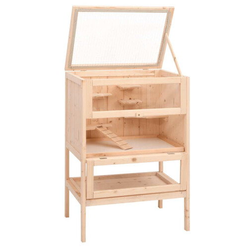 Berkfield Hamster Cage 55x40x80 cm Solid Wood Fir 2