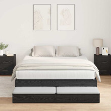 Berkfield Storage Bed Frame with Drawer Black Oak 150 cm Engineered Wood