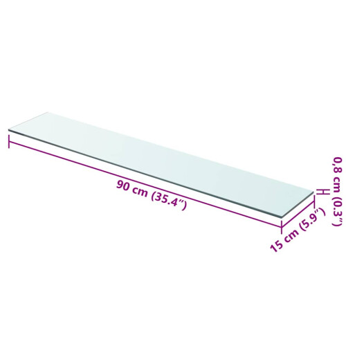 Berkfield Shelf Panel Glass Clear 90x15 cm 2