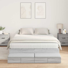 Berkfield Storage Bed Frame Grey Sonoma 160 cm Engineered Wood