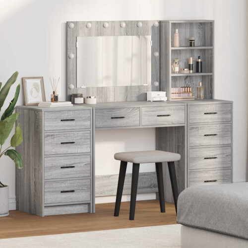 Berkfield Dressing Table with Drawer 3 pcs Grey Sonoma Engineered Wood