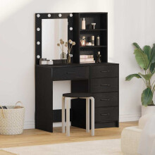 Berkfield Dressing Table 2 pcs Black 50 x 41 x 135 cm Engineered wood