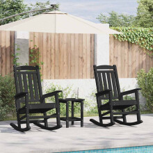 Berkfield Rocking Chair 2 pcs Black 92 x 70 x 108 cm Polyethylene