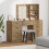 Berkfield Dressing Table with Mirror Lights 3 pcs Brown Engineered wood 1