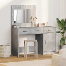 Berkfield Dressing Table with Mirror Lights 2 pcs Grey Engineered wood