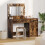 Berkfield Dressing Table with Mirror Lights 2 pcs Brown Engineered wood 1