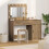 Berkfield Dressing Table with Mirror Lights 2 pcs Brown Engineered wood 1
