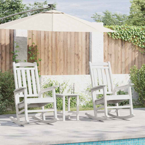 Berkfield Rocking Chair 3 pcs White Polyethylene