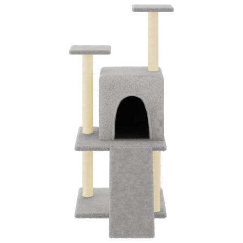 Berkfield Cat Tree with Sisal Scratching Posts Light Grey 110 cm 2