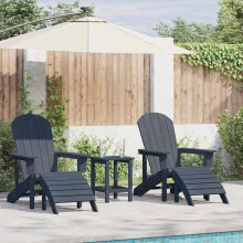 Berkfield Garden Chair 3 pcs Navy Polyethylene