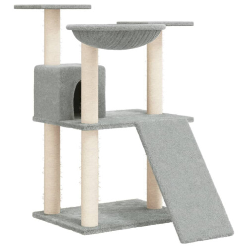 Berkfield Cat Tree with Sisal Scratching Posts Light Grey 83 cm 1