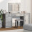 Berkfield Dressing Table with Mirror Lights 3 pcs Grey Engineered Wood 1