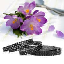 1.5m 3-Row Aluminum Mesh Rhinestone Ribbon Black