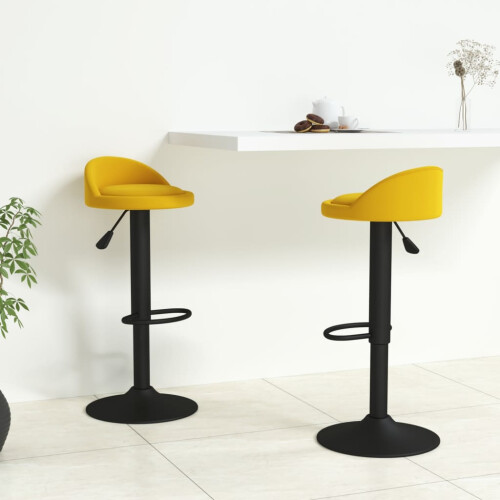 Berkfield Bar Stools 2 pcs Yellow Velvet