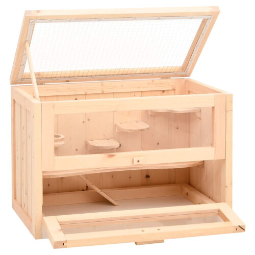Berkfield Hamster Cage 60x35.5x42 cm Solid Wood Fir 2