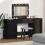 Berkfield Dressing Table with Mirror Lights 3 pcs Black Engineered Wood 1