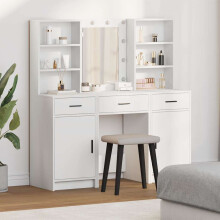 Berkfield Dressing Table Set with Drawer 3 pcs White Engineered Wood