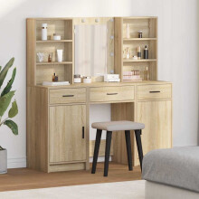 Berkfield Dressing Table Set with Drawer 3 pcs Sonoma Oak Engineered Wood