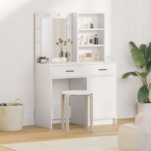 Berkfield Dressing Table Set with Drawer 2 pcs White Engineered Wood