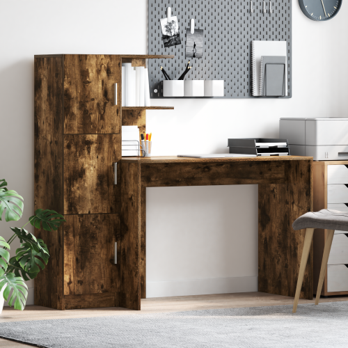 Berkfield Desk 2 pcs Smoked Oak