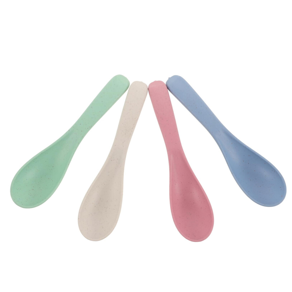 4pcs Kids Straw Soup Spoons, Biodegradable Tableware Set with ChildFriendly Design