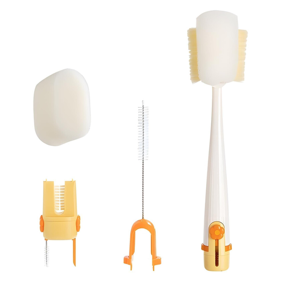 5 in 1 White Bottle Cleaning Brush Set, Multifunctional Long Handle Water Bottle Cleaner for Baby Bottles and Tumblers