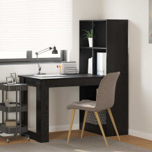Berkfield Desk with Shelf Black Oak 122 x 67 x 145 cm Engineered Wood