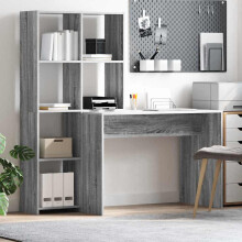 Berkfield Desk with Shelf Grey Sonoma 138.5 x 55 x 143 cm Engineered Wood
