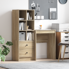 Berkfield Desk with Drawer with Shelf with Storage 2 pcs Sonoma Oak