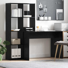Berkfield Desk with Shelf Black Oak 138.5 x 55 x 143 cm Engineered Wood