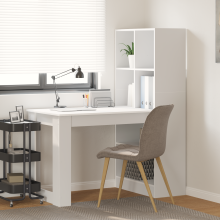 Berkfield Desk with Shelf White 122 x 67 x 145 cm Engineered Wood