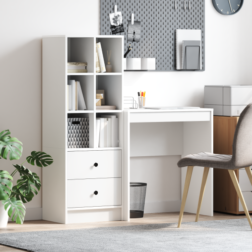Berkfield Desk with Drawer with Shelf with Storage 2 pcs White
