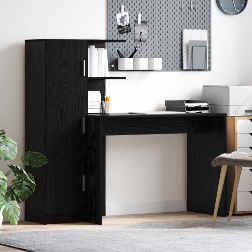 Berkfield Desk 2 pcs Black Oak