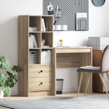 Berkfield Desk with Drawer with Shelf with Storage 2 pcs Sonoma Oak