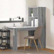Berkfield Desk with Shelf Grey Sonoma 122 x 67 x 145 cm Engineered Wood