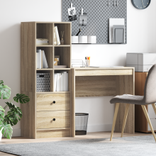 Berkfield Desk with Drawer with Shelf with Storage 2 pcs Sonoma Oak