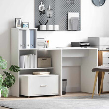 Berkfield Desk with Drawer White 131.5 x 50 x 106.5 cm Engineered Wood