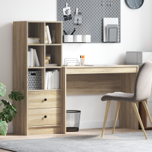 Berkfield Desk with Drawer with Shelf with Storage 2 pcs Sonoma Oak