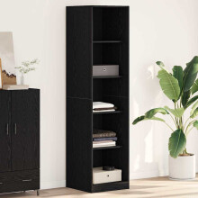 Berkfield Wardrobe with Shelf Black Oak 50 x 50 x 200 cm Engineered Wood