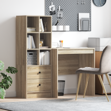 Berkfield Desk with Drawer with Shelf with Storage 2 pcs Sonoma Oak