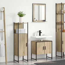 Berkfield Bathroom Furniture Set with Shelf 3 pcs Brown Engineered wood