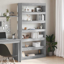 Berkfield Book Cabinet Grey Sonoma 100 x 30 x 198 cm Engineered Wood