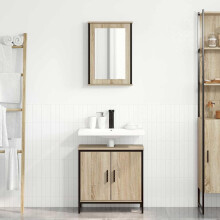 Berkfield Bathroom Furniture Set with Shelf 2 pcs Brown Engineered wood