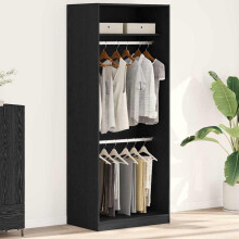 Berkfield Wardrobe with Shelf Black Oak 80 x 50 x 200 cm Engineered Wood