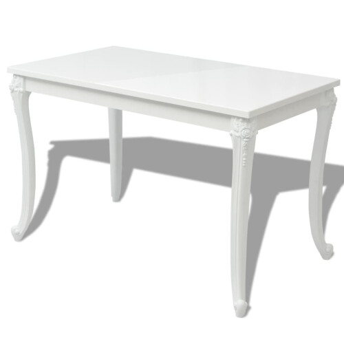 Berkfield Dining Table 116x66x76 cm High Gloss White 1