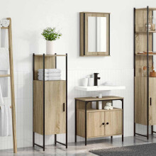 Berkfield Bathroom Furniture Set with Shelf 3 pcs Brown Engineered wood