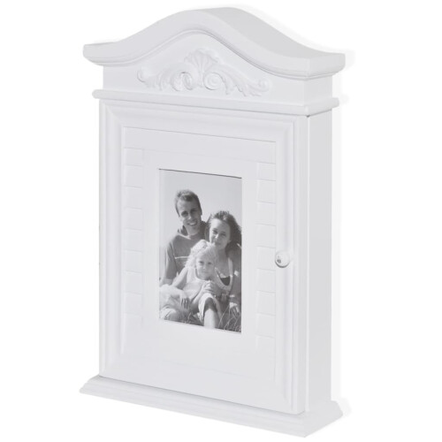 Berkfield Key Cabinet with Photo Frame White 1