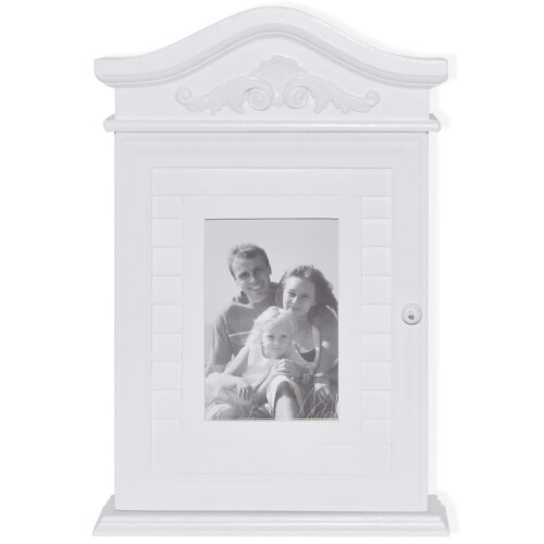 Berkfield Key Cabinet with Photo Frame White 2